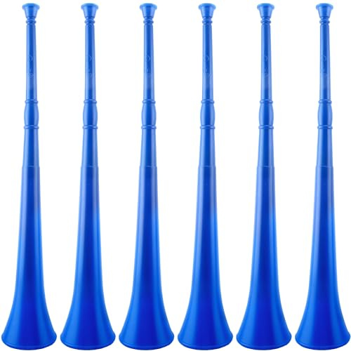 Hoarost 6 Pcs 28 Inch Collapsible Stadium Horn Plastic Vuvuzela Trumpet Horn Blow Noise Maker for Sporting Events Sports Themed Party Supplies (Color set 1)