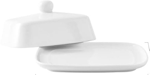 Zikenis Beurrier en céramique avec couvercle,Boite à Beurre,Récipient à beurre,Beurrier avec poignée,passe au lave-vaisselle,pour Conserver et Servir Votre Beurre (Blanc)