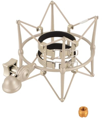 Hög Isoleringsmetallmikrofoner Shock Mount Mic Clip Holder Studio Mic Anti Vibration för Sändningsinspelning (Gyllene)
