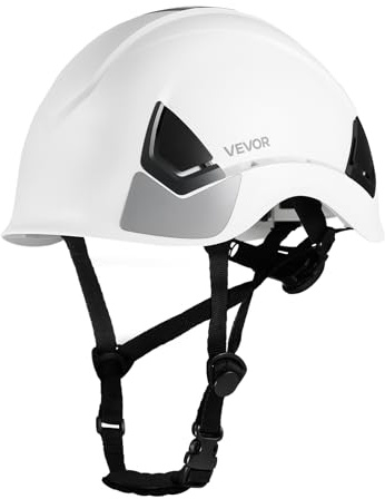 VEVOR Casque de Sécurité Ventilé, Casque de Protection Certifié ANSI/ISEA Z89.1, Réglable, Léger et Rigide en ABS, avec Suspension à Cliquet à 6 Points, pour Industrie Chantier Construction, Blanc