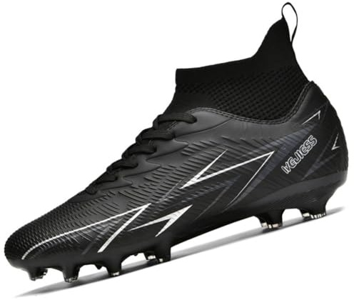 WEJIESS Scarpe da Calcio Uomo High Top Spikes,Tacchetti Teenager Training Scarpe da Calcetto, Design Aerodinamico, Suola in Tacchetti per Campo Verde, Colori Vivaci