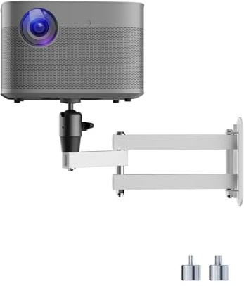 suptek Large Foldable Projector Wall Mount, Adjustable Universal Bracket for Projectors, Compatible with 1/4, M4 & M6 Screws, Heavy-Duty & Space-Saving Design, White, MA1330YTPROW