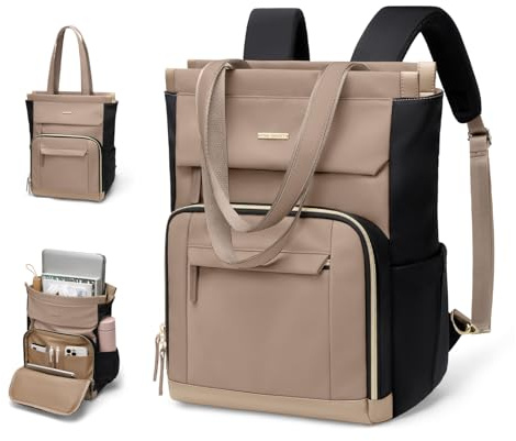 GOLF QUALITY Zaino Donna 16 Pollici Antifurto, Computer Backpack Porta PC Impermeabile per Laptop, Viaggi, Docente, Ufficio, Scuola, Marrone