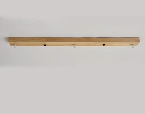 AstrizLamp Rosone Lampadario 3 Fori Legno di gomma naturale Rosetta da Soffitto 70cm Rettangolare 3 Vie Coprifilo per lampadario Fissaggio a soffitto con accessorio per plafoniere lampade sospensione
