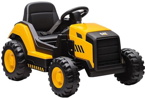 AIYAPLAY Elektrischer Traktor CAT-Lizenziert 12 V Musik 3-6 Jahre Gelb