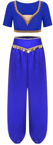 Miutii Dam magdans kostym set Belly Dance outfit crop toppar magdans toppar haremsbyxor orientaliska indiska danskläder kungsblå XL