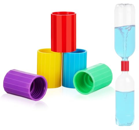 GlikCeil 5 Pcs Tornadoes in a Bottle Tornado Bottle Connectors Cyclone Plastic Vortex Connector for Demonstration Teaching Scientific Experiment Test DIY, 5 Colors