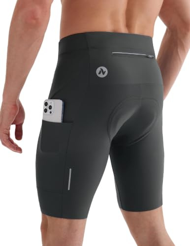 Nepest Mens Cycling Shorts with 4D Padded for Road Bike UPF50+ Dark Grey,XL