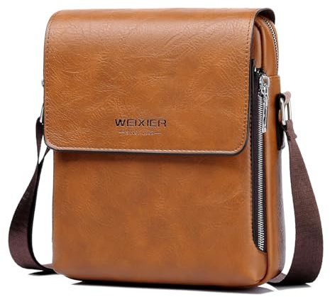 GZQFUOU Mens Shoulder Bags Travel Shoulder Bag Messenger Bag Vintage PU Leather Shoulder Bag Waterproof Crossbody Handbag Satchel Sling Bags Suitable for Leisure, Festivals and Travel