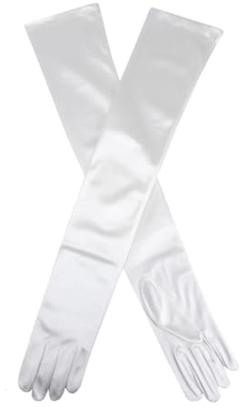 Dents, guanti da donna lunghi in raso da sera/sposa/opera, lunghi (10 colori) Ivory Taglia unica