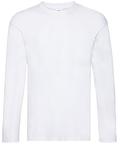 Fruit of the Loom Mens Valueweight Crew Neck Long Sleeve T-Shirt (2XL) (White)