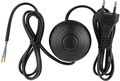 REV Lampenkabel mit Schalter, Fußschalter Lampe, Kabel mit Schalter; Euro Zuleitung, 2m, max. 2A, schwarz