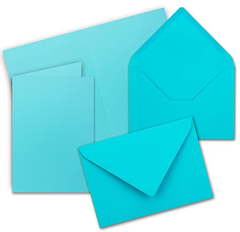 20x Faltkarten Set mit Briefumschlägen DIN A6 / C6 - Türkis (Blau) - 14,8 x 10,5 cm (105 x 148) - Doppelkarten Set - Serie FarbenFroh