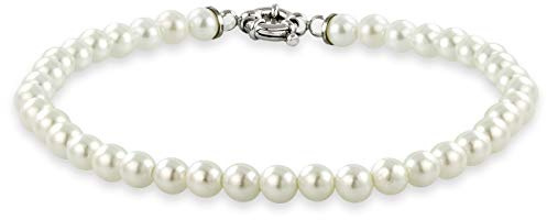 inSCINTILLE Bracciale Donna/Uomo con Perle – Chiusura in Acciaio Inossidabile, Braccialetto Perline Vari Colori e Misure, Nichel Free, Confezione Regalo Inclusa (Bianco, 4, Millimetri)
