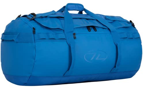 Highlander Storm Kit Bag 90 Liter Die robuste Expeditions-, Reise- und Sportreisetasche für Männer und Frauen, geeignet für alle Wetterbedingungen (Blau)