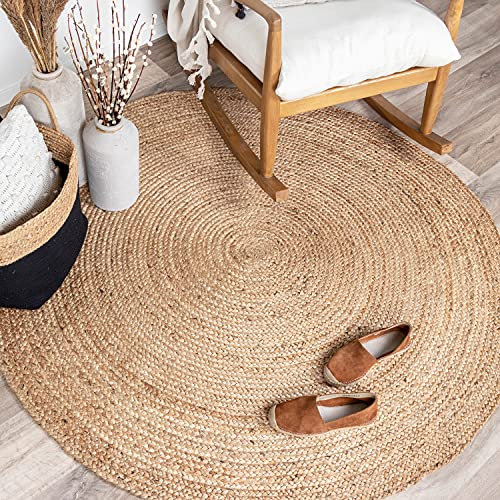 FRAAI | Home & Living Jute Teppich Rund - Fair Natur - Jute - Flachgewebe - Einfarbig - Boho, Modern - Wohnzimmer, Esszimmer, Schlafzimmer - Carpet