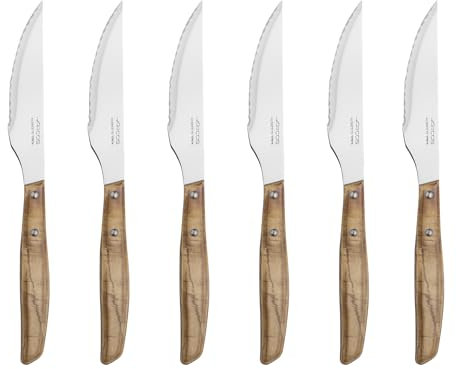 Arcos COUTEAUX DE TABLE 6 COUTEAUX À Steak Nitrile Inox 110mm Manche Bois Pressé Marron