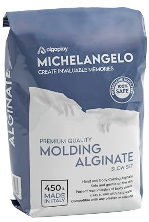 Michelangelo Moulding Alginate Slow Setting. Farbliche Alginat für hohe Präzision, perfekt für Hand- oder Körperabdrücke Made in Italy (1 Pack 450 G.)