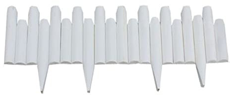 HHWEA Holzzaun Weißer Rasenkante Gartenpalisade Beeteinfassung Beetumrandung Mit Pflöcken Steckzaun Zur Beet-Umrandung Oder Weg-Abgrenzung,25/30cm*120cm