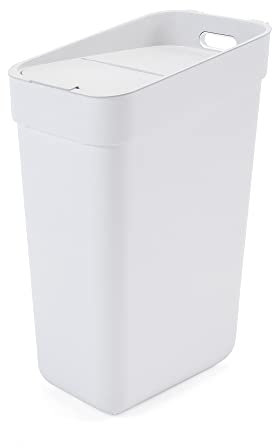 CURVER Ready to Collect 100% Recycled 30L Kitchen Accessories Recycling Lift Top Bin White with Light Grey Lid