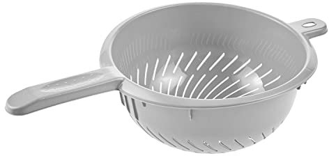 keeeper Scolapasta con Manico, Plastica, Ø 24 x 11 cm, Fabio, Nordic Grey (Grigio)