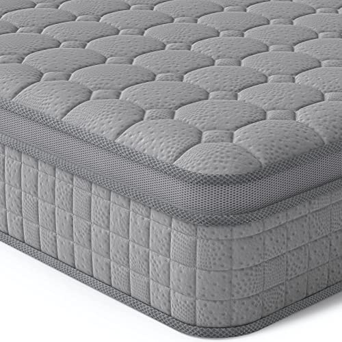 Vesgantti Full Mattress 10 Inch Innerspring Multilayer Hybrid Full Mattresses - Ergonomic Design with Memory Foam and Pocket Spring Mattress Full Size, Medium Firm Feel, Grey