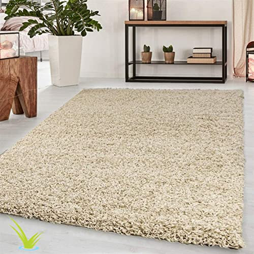 Wadan 80x150cm Light Beige Shaggy Rugs Living Room |5mm Thick Pile | Extra Large Small Medium | Rectangular Size | Soft Touch | Living Room Area Rugs | Non Shedding