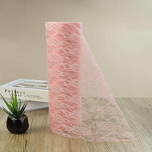 DECARETA 1 Rolle Tischläufer Spitze Tischband Spitzenband 30 cm x 20 m Spitzenläufer Dekostoff Spitzenstoff Vintage Spitze Tischdeko Spitzenband für Hochzeit Taufen Kommunionen