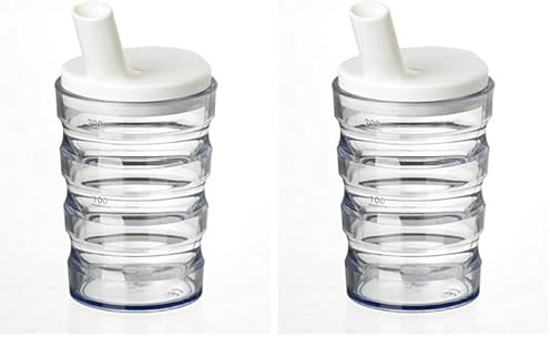 Homecraft Clear Non Spill Cup, Portable Travel Mug with Straw Lid for Children, Elderly and Disabled, Size Large (Pack of 2)