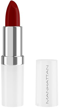 Manhattan Lasting Perfection Satin Lipstick 890 Alarm, Lippenstift für intensive, langanhaltende Farbe und feuchtigkeitsspendende Pflege