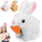 COLEESON Hüpfendes Kaninchen Spielzeug, Interaktives Kaninchen Spielzeug, Hasen Kuscheltiere Klein, Geräusche Macht und Dessen Ohren und Nase Sich Bewegen, Plüschhase für Ostern Geschenke (Weiß)