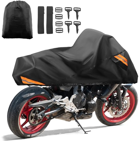 uxcell Motorcycle Cover Waterproof Half Cover Outdoor Motorbike Rain Cover Protector for Harley Dyna FXD FXDF Low Rider Super Wide Glide Fits 96 Black