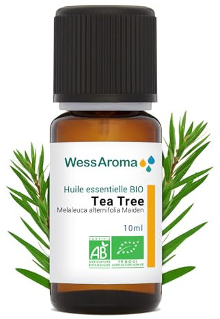 Huile Essentielle BIO de Tea Tree, d'arbre à thé 10ML - Certifiée AB - 100% Pure & Naturelle, Chémotypée HEBBD - Pratiques agricoles durables - Analysée et conditionnée en France