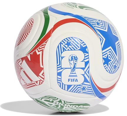 Adidas Unisex-Adult World Cup Soccer Ball, White/Vivid Red/Glory Blue/Green, 5