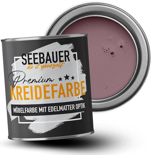 SEEBAUER diy Kreidefarbe für Möbel Lila 375ml für Innen (No. 955 Plum Cake) Möbelfarbe ohne Schleifen - Holzfarbe extra matt - Holzlack, Möbellack hohe Deckkraft