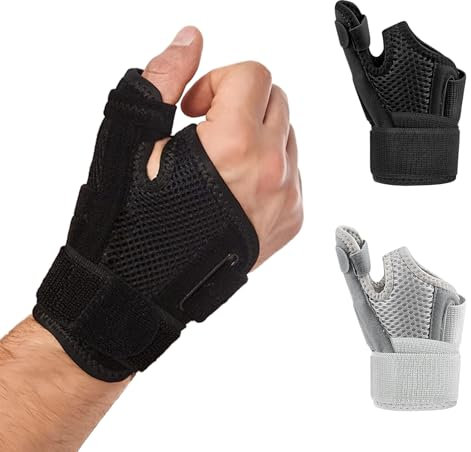 Pluvyze 2 Stück Handbandage Links Daumenorthese Rechts Daumen Schiene Atmungsaktives Weiches Material Doppeltes Kompressionsgurt-Design Geeignet für Linke und Rechte Hände