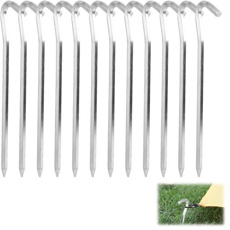 12 Stück Zeltheringe aus Aluminium, 18 cm/7 Leichte und Robuste Erdnägel für Zelte,für Camping, Angeln, Wandern und Outdoor-Abenteuer, Korrosionsbeständig und Stabil