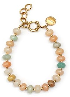 SINGULARU - Bracciale Ambra Stones. Acciaio avec Placcatura in oro 18 kt et Pietra naturale. Gioielli da donna.