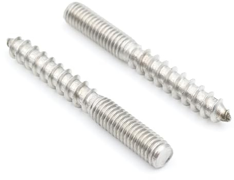 Design61 10 x rostfritt stål skruvskruv M6 x 50 mm dubbel gängskruv skruvstift med trägänga och metrisk gänga anslutningsskruv för trä metall plugg montering