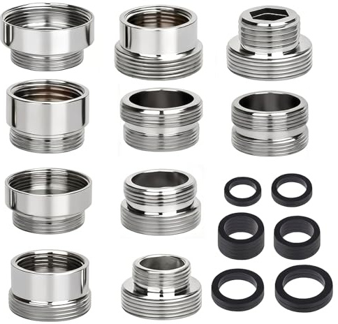 CATELL 10 Pezzi Adattatore Rubinetto Kit Adattatore per Rubinetto Doppia Filettatura Rame Aeratore Rubinetto con Guarnizione per Collegamento Tubo da Giardino Filtro Dell'acqua Lavello