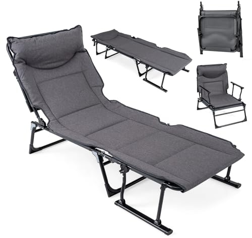 TANGZON Folding Camp Bed Camping Cot for Adults with Backrest
