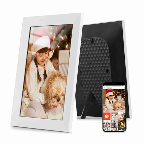 Domary 10,1 Tum Digital Fotoram WiFi Digital Bildram 10,1 Tum WiFi Fotoram 16 GB IPS Pekskärm Automatisk Rotation APP-delning med LCD-skärm för Familjens Vänner (EU-vit)