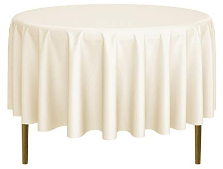 Lann's Linens - 90 Round Premium Tablecloth for Wedding/Banquet/Restaurant - Polyester Fabric Table Cloth - Ivory