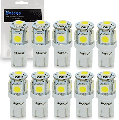 Safego 10 x T10 Auto LAMPADINE W5W bianche 194 168 cuneo Tipo 5 SMD 5050 bianco LED luci dell'automobile Bulb 12V diretto Replacment e Reverse RV per Interni - Segnale, Cupola, Tronco, cruscotto
