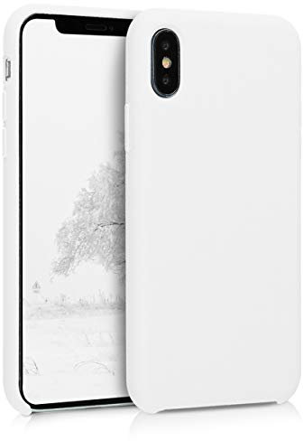 kwmobile Hülle kompatibel mit Apple iPhone X Hülle - Silikon Handy Case - Handyhülle weiche Oberfläche - kabelloses Laden - Weiß