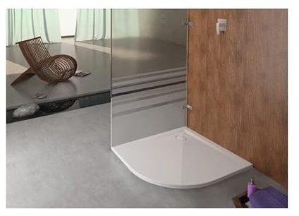 Hoesch Mineralguss-Viertelkreis-Duschwanne Muna 80x80x3cm, weiß, Solique, Antirutsch