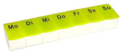 First Aid Only Tablettenbox 7 Tage | Medikamentenbox für Wochen-Dosierung | Kompakte Pillendose für unterwegs mit herausnehmbaren Einzelfächern | P-10031