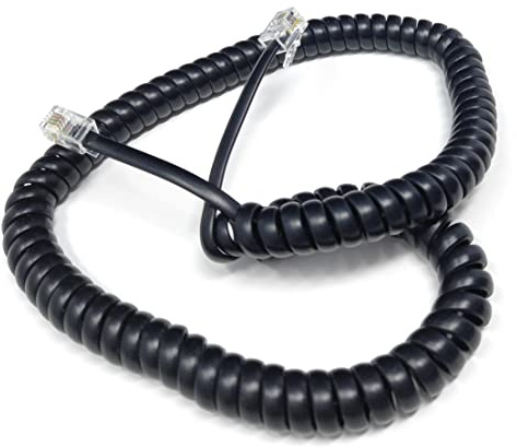 Drut Cavo a Spirale RJ10 RJ9 RJ22 4P4C 4 Pin per cornetta telefonica da 3 m Nero