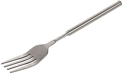 Tenedor telescópico extensible para barbacoa, acero inoxidable mango ajustable 22-64cm cubiertos para comida caliente postres camping exterior