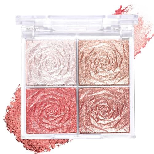 Xumann Blushers for Cheeks Make Up,4 Colors Long-Lasting Shimmer Blush Palette,Natural Powder Blush for Women